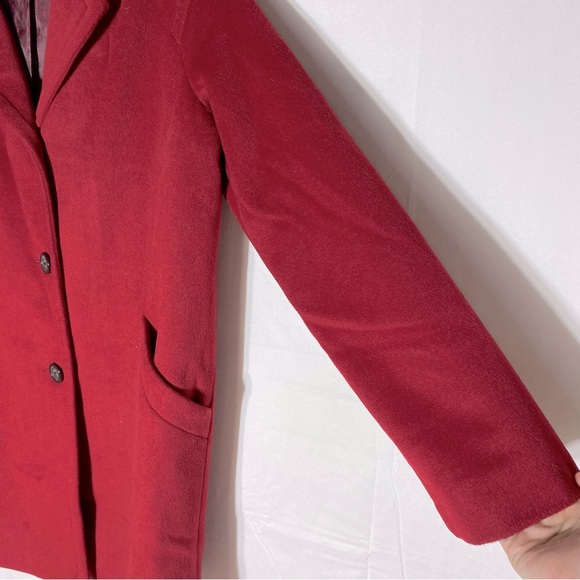 Anne Klein Red Wool Cashmere Blend 3 Button Overcoat S - Picture 7 of 16